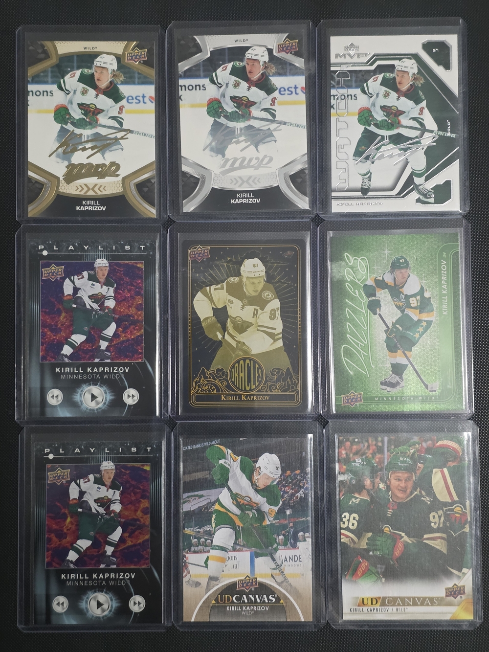 Kirill Kaprizov Hockey Card Lot (16 Cards) - MVP Gold Script, UD Canvas, Dazzler